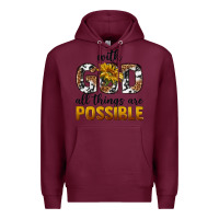 Burgundy with god al things ara possible Premium Hoodie - texasbilliewilder