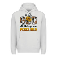 Dove Grey with god al things ara possible Premium Hoodie - texasbilliewilder