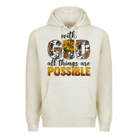 Oatmeal Heather with god al things ara possible Premium Hoodie - texasbilliewilder