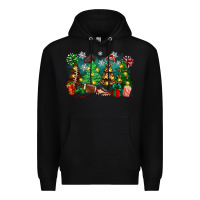 Black christmas trees with football Premium Hoodie - Zillion Design Studio