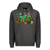 Charcoal Heather christmas trees with football Premium Hoodie - Zillion Design Studio