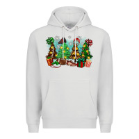 Dove Grey christmas trees with football Premium Hoodie - Zillion Design Studio