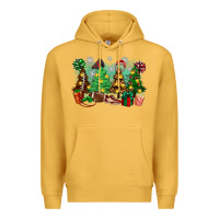 Mustard christmas trees with football Premium Hoodie - Zillion Design Studio
