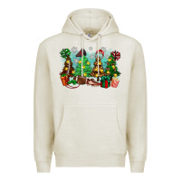 Oatmeal Heather christmas trees with football Premium Hoodie - Zillion Design Studio