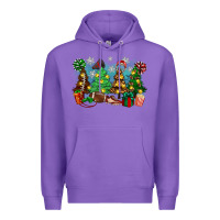Purple christmas trees with football Premium Hoodie - Zillion Design Studio
