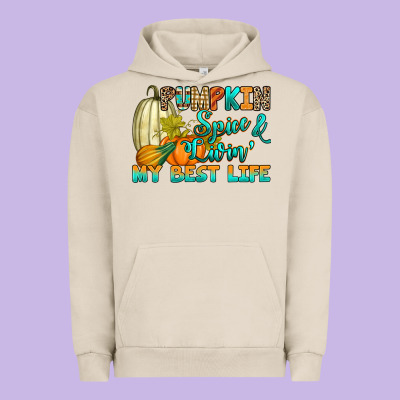 Pumpkin Spice And Livin' My Best Life Urban Hoodie Designed By Ranaportraitstore