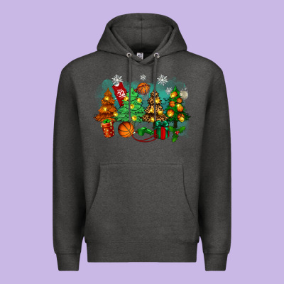 Christmas Trees With Basketball Premium Hoodie Designed By Zillion Design Studio