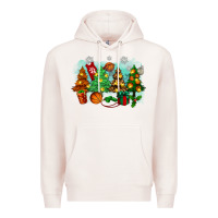 Pale Pink christmas trees with basketball Premium Hoodie - Zillion Design Studio