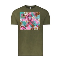Vintage Olive Breast Cancer Ribbon Stethoscope Vintage Tee - Artiststas