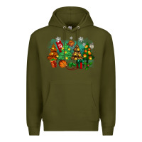 Army Green christmas trees with basketball Premium Hoodie - Zillion Design Studio