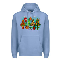 Colony Blue christmas trees with basketball Premium Hoodie - Zillion Design Studio