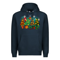 Navy christmas trees with basketball Premium Hoodie - Zillion Design Studio