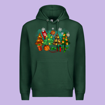 Christmas Trees With Basketball Premium Hoodie Designed By Zillion Design Studio