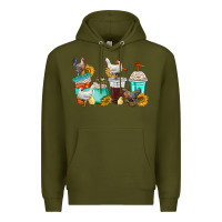 Army Green chicken coffee cups Premium Hoodie - texasbilliewilder