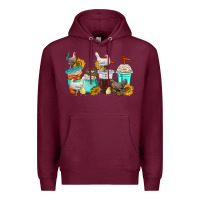 Burgundy chicken coffee cups Premium Hoodie - texasbilliewilder