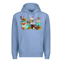 Colony Blue chicken coffee cups Premium Hoodie - texasbilliewilder