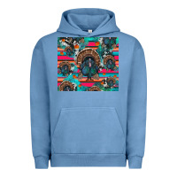 Pigment Pebble Blue Thanksgiving Turkey Urban Hoodie - RanaPortraitStore