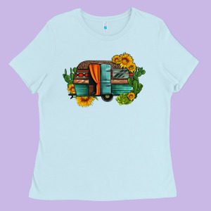 Caravan Sunflowers And Cactus Ladies Tee Designed By Artiststas