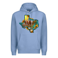 Colony Blue Western Texas Map With Longhorn Bull Premium Hoodie - RanaPortraitStore