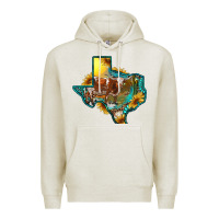 Oatmeal Heather Western Texas Map With Longhorn Bull Premium Hoodie - RanaPortraitStore