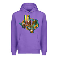 Purple Western Texas Map With Longhorn Bull Premium Hoodie - RanaPortraitStore