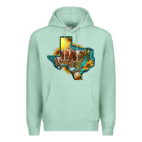 Seafoam Western Texas Map With Longhorn Bull Premium Hoodie - RanaPortraitStore