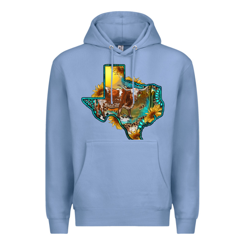 Western Texas Map With Longhorn Bull Premium Hoodie by RanaPortraitStore | Teevron
