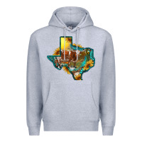 Heather Grey Western Texas Map With Longhorn Bull Premium Hoodie - RanaPortraitStore