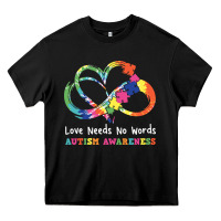 Black Love Needs No Words Heart Puzzle Autism Heavy Core Tee - CowhideDigitalArt