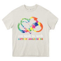Love Needs No Words Heart Puzzle Autism Heavy Core Tee | Teevron