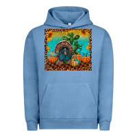 Pigment Pebble Blue Western Fall Thanksgiving Turkey Urban Hoodie - RanaPortraitStore