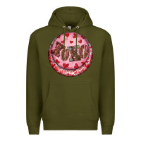 Army Green Western valentine's day xoxo round earrings Premium Hoodie - RanaPortraitStore