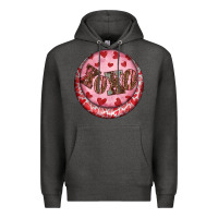 Charcoal Heather Western valentine's day xoxo round earrings Premium Hoodie - RanaPortraitStore