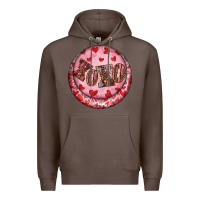 Coffee Western valentine's day xoxo round earrings Premium Hoodie - RanaPortraitStore