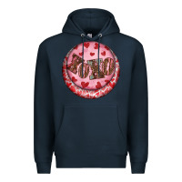 Navy Western valentine's day xoxo round earrings Premium Hoodie - RanaPortraitStore