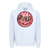White Western valentine's day xoxo round earrings Premium Hoodie - RanaPortraitStore