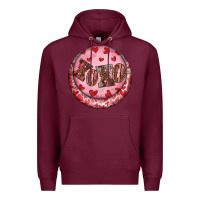 Burgundy Western valentine's day xoxo round earrings Premium Hoodie - RanaPortraitStore