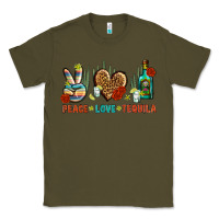 Army Green Peace Love Tequila Classic Tee - BundleAndBundleShop