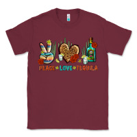 Burgundy Peace Love Tequila Classic Tee - BundleAndBundleShop