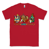 Red Peace Love Tequila Classic Tee - BundleAndBundleShop