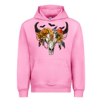 Fuchsia Pink Halloween Bull Skull Urban Hoodie - RanaPortraitStore