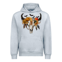 Heather Grey Halloween Bull Skull Urban Hoodie - RanaPortraitStore