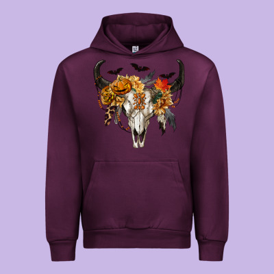 Halloween Bull Skull Urban Hoodie Designed By Ranaportraitstore