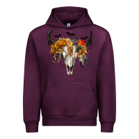 Mauve Wine Halloween Bull Skull Urban Hoodie - RanaPortraitStore