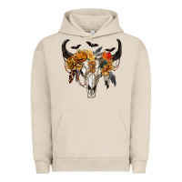 Pigment French Oak Halloween Bull Skull Urban Hoodie - RanaPortraitStore