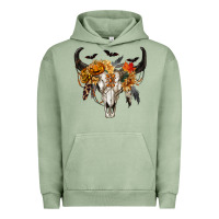 Pigment Oil Green Halloween Bull Skull Urban Hoodie - RanaPortraitStore
