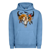 Pigment Pebble Blue Halloween Bull Skull Urban Hoodie - RanaPortraitStore