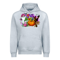 Heather Grey Halloween ghost and jack o lantern Urban Hoodie - RanaPortraitStore