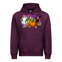 Mauve Wine Halloween ghost and jack o lantern Urban Hoodie - RanaPortraitStore