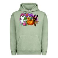 Pigment Oil Green Halloween ghost and jack o lantern Urban Hoodie - RanaPortraitStore